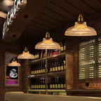Vintage Café Hanglamp met Ribbelglas – Bistro Design Lamp voor Eettafel en Keuken