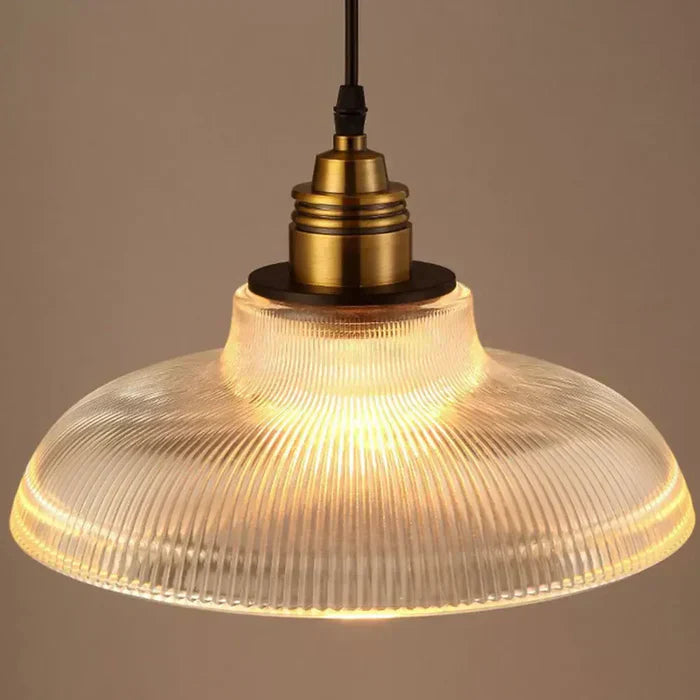 Vintage Café Hanglamp met Ribbelglas – Bistro Design Lamp voor Eettafel en Keuken