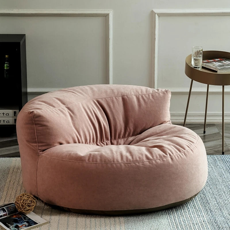 Fluwelen Zitzak Loveseat – Ronde Velvet Zitzak met EPS Vulling voor Woonkamer