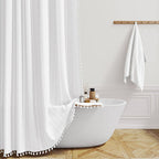 Bohemian Linnen Douchegordijn met Kwastjes – Waterdicht Design voor Badkamer