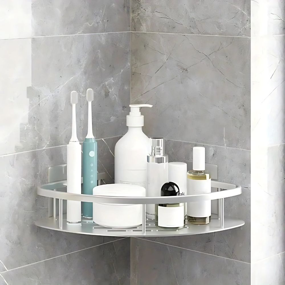 Hoek Doucherek Zonder Boren – Roestvrij Aluminium Badkamer Organizer