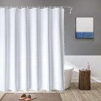 Bohemian Linnen Douchegordijn met Kwastjes – Waterdicht Design voor Badkamer