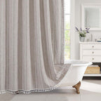 Bohemian Linnen Douchegordijn met Kwastjes – Waterdicht Design voor Badkamer