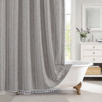 Bohemian Linnen Douchegordijn met Kwastjes – Waterdicht Design voor Badkamer