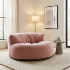 Fluwelen Zitzak Loveseat – Ronde Velvet Zitzak met EPS Vulling voor Woonkamer