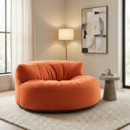 Fluwelen Zitzak Loveseat – Ronde Velvet Zitzak met EPS Vulling voor Woonkamer