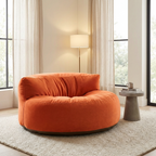 Fluwelen Zitzak Loveseat – Ronde Velvet Zitzak met EPS Vulling voor Woonkamer