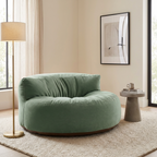 Fluwelen Zitzak Loveseat – Ronde Velvet Zitzak met EPS Vulling voor Woonkamer