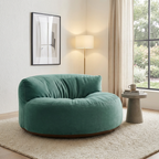 Fluwelen Zitzak Loveseat – Ronde Velvet Zitzak met EPS Vulling voor Woonkamer