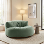 Fluwelen Zitzak Loveseat – Ronde Velvet Zitzak met EPS Vulling voor Woonkamer