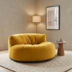 Fluwelen Zitzak Loveseat – Ronde Velvet Zitzak met EPS Vulling voor Woonkamer