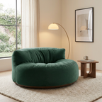 Fluwelen Zitzak Loveseat – Ronde Velvet Zitzak met EPS Vulling voor Woonkamer