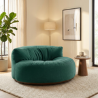 Fluwelen Zitzak Loveseat – Ronde Velvet Zitzak met EPS Vulling voor Woonkamer