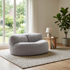 Fluwelen Zitzak Loveseat – Ronde Velvet Zitzak met EPS Vulling voor Woonkamer