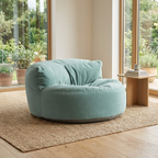 Fluwelen Zitzak Loveseat – Ronde Velvet Zitzak met EPS Vulling voor Woonkamer