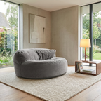 Fluwelen Zitzak Loveseat – Ronde Velvet Zitzak met EPS Vulling voor Woonkamer