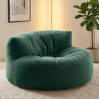 Fluwelen Zitzak Loveseat – Ronde Velvet Zitzak met EPS Vulling voor Woonkamer