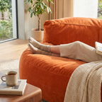 Fluwelen Zitzak Loveseat – Ronde Velvet Zitzak met EPS Vulling voor Woonkamer