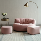 Fluwelen Zitzak Loveseat – Ronde Velvet Zitzak met EPS Vulling voor Woonkamer