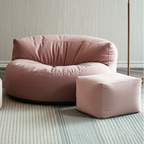 Fluwelen Zitzak Loveseat – Ronde Velvet Zitzak met EPS Vulling voor Woonkamer