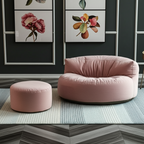 Fluwelen Zitzak Loveseat – Ronde Velvet Zitzak met EPS Vulling voor Woonkamer