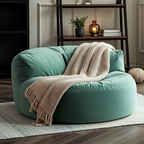Fluwelen Zitzak Loveseat – Ronde Velvet Zitzak met EPS Vulling voor Woonkamer