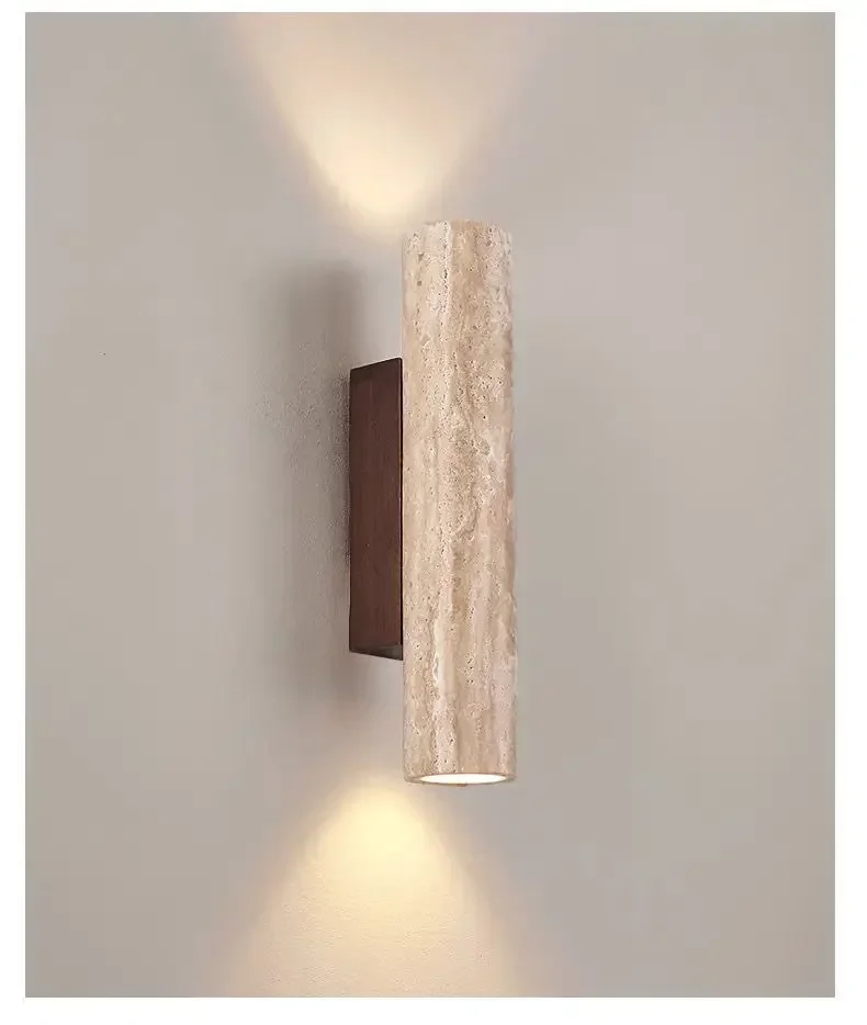 Travertin Wandlamp – Moderne LED Wandlamp met Natuurlijk Natuursteen Design