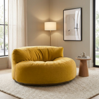 Fluwelen Zitzak Loveseat – Ronde Velvet Zitzak met EPS Vulling voor Woonkamer