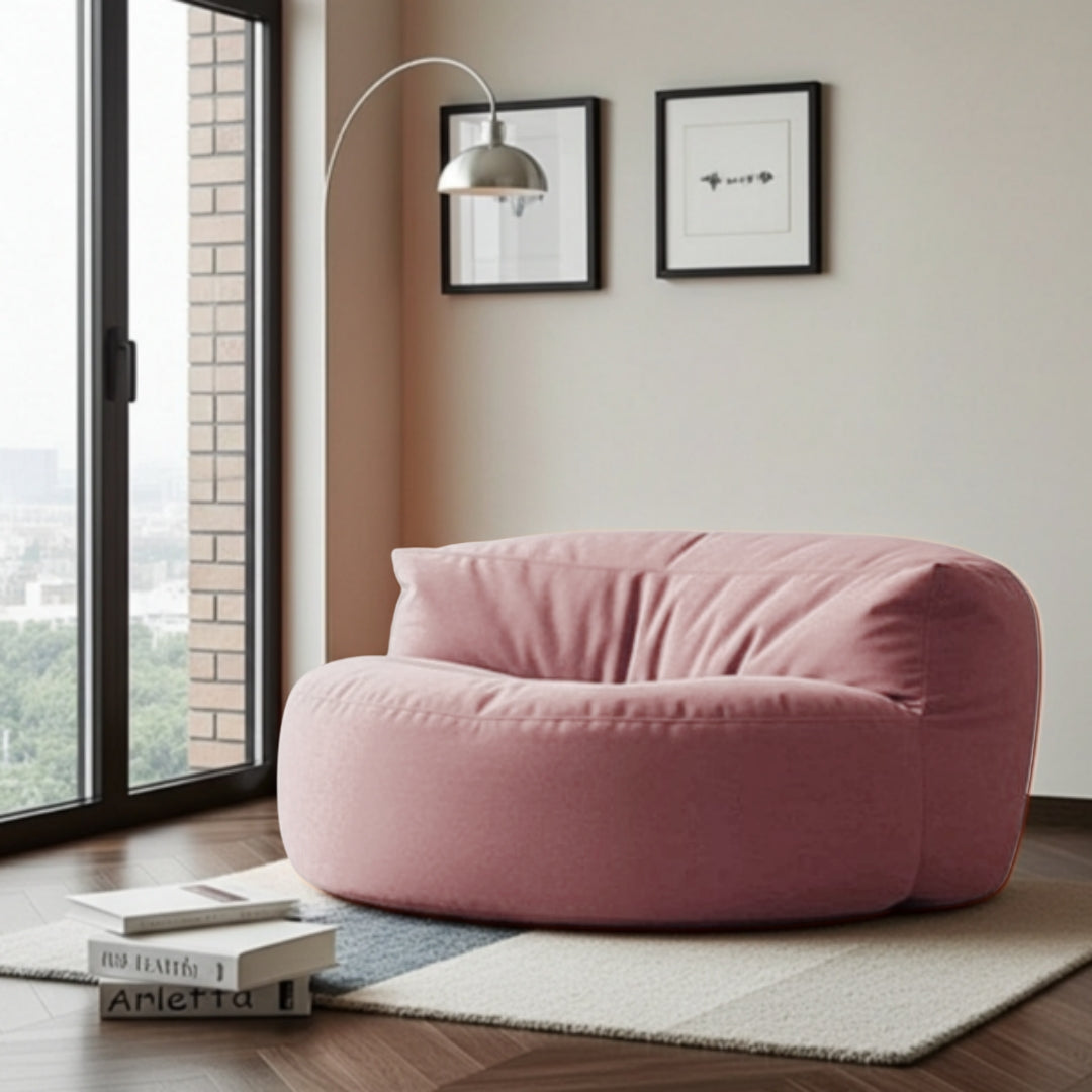 Fluwelen Zitzak Loveseat – Ronde Velvet Zitzak met EPS Vulling voor Woonkamer