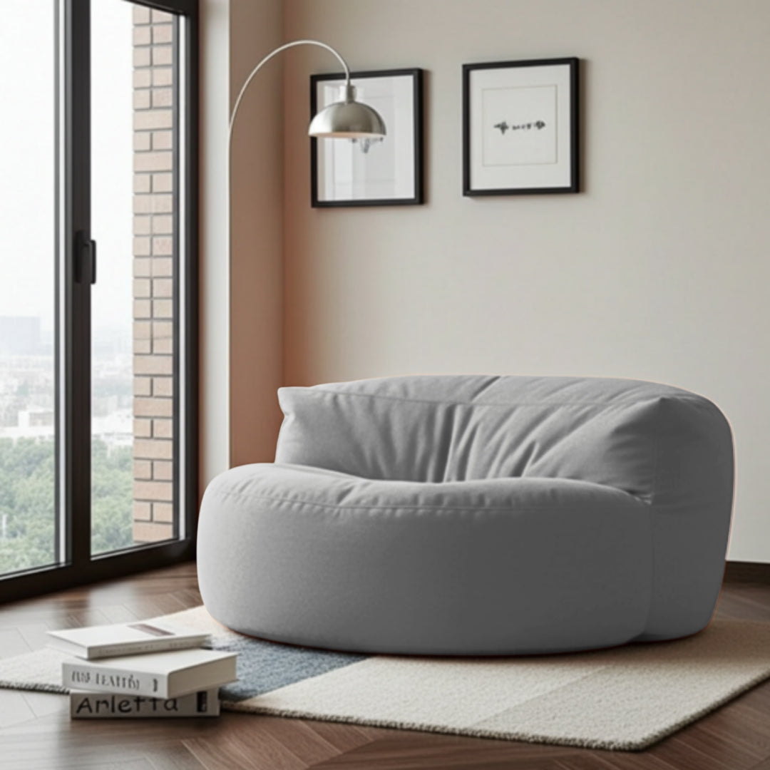 Fluwelen Zitzak Loveseat – Ronde Velvet Zitzak met EPS Vulling voor Woonkamer