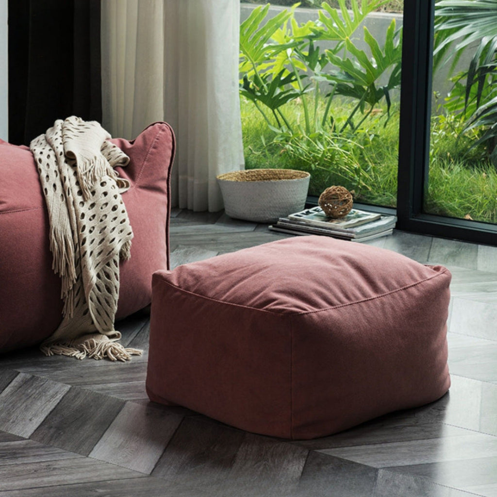 Fluwelen Zitzak Loveseat – Ronde Velvet Zitzak met EPS Vulling voor Woonkamer
