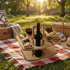 Houten Wijn- en Borreltafel – Inklapbare Picknick Tafel voor Buiten