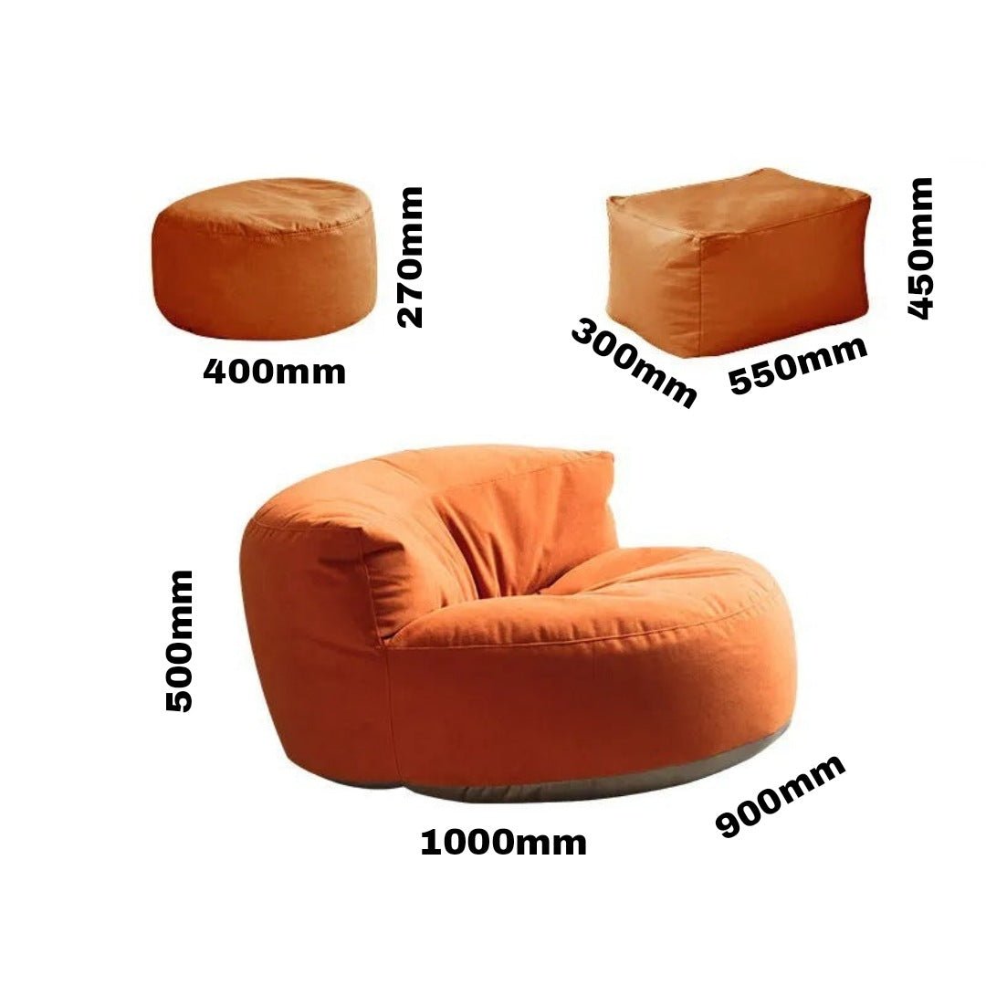 Fluwelen Zitzak Loveseat – Ronde Velvet Zitzak met EPS Vulling voor Woonkamer