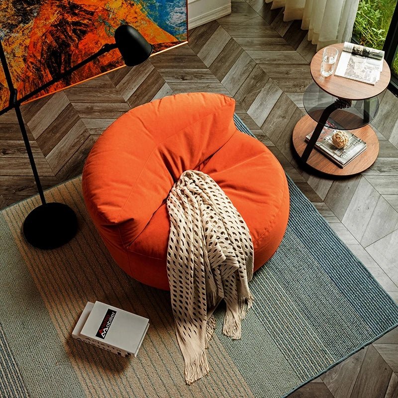 Fluwelen Zitzak Loveseat – Ronde Velvet Zitzak met EPS Vulling voor Woonkamer