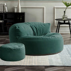 Fluwelen Zitzak Loveseat – Ronde Velvet Zitzak met EPS Vulling voor Woonkamer