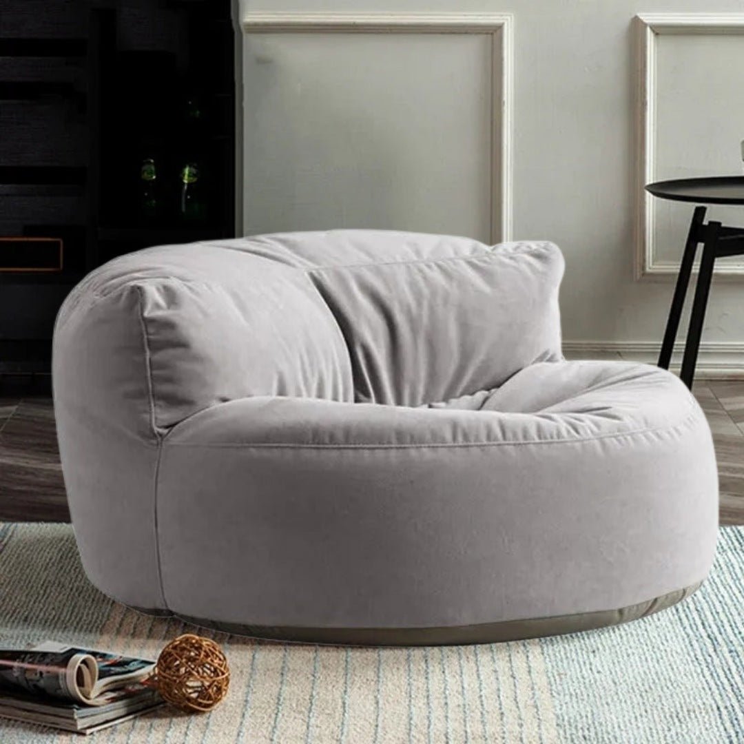 Fluwelen Zitzak Loveseat – Ronde Velvet Zitzak met EPS Vulling voor Woonkamer