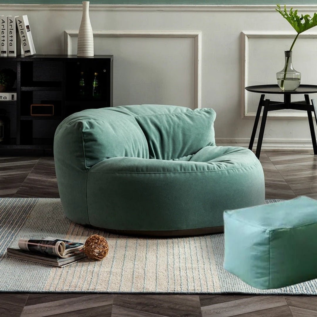 Fluwelen Zitzak Loveseat – Ronde Velvet Zitzak met EPS Vulling voor Woonkamer